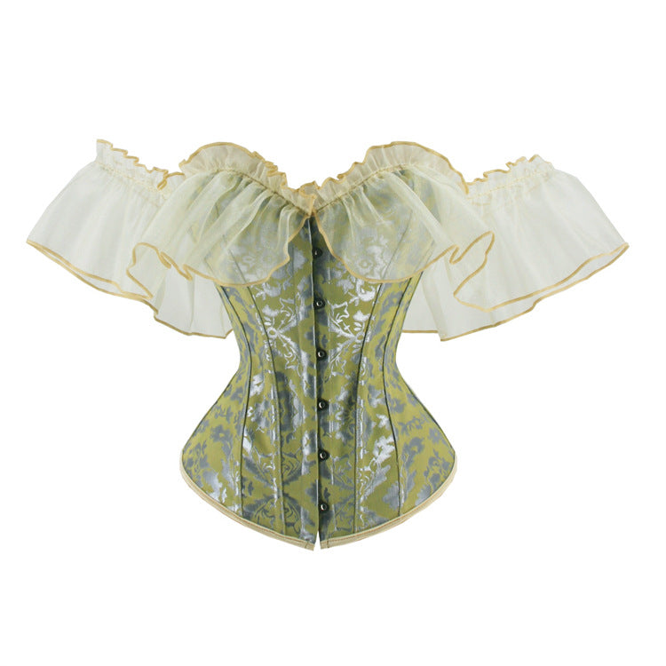 Black Off-Shoulder Ruffle Corset Top, alternate view 4