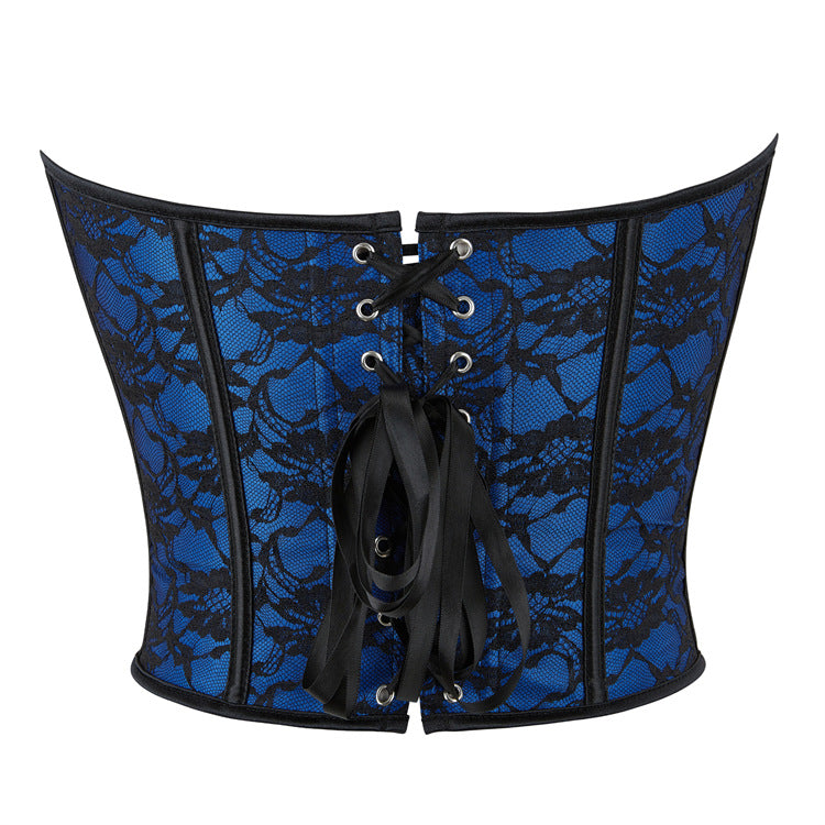 Royal Blue Lace Strapless Corset Top, alternate view 4