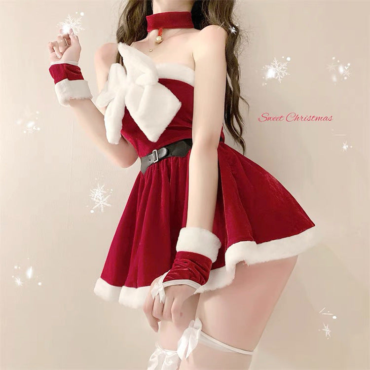 Bunny Costume Lingerie Set With Mini Dress and Mini Skirt and Bra - Alternate View