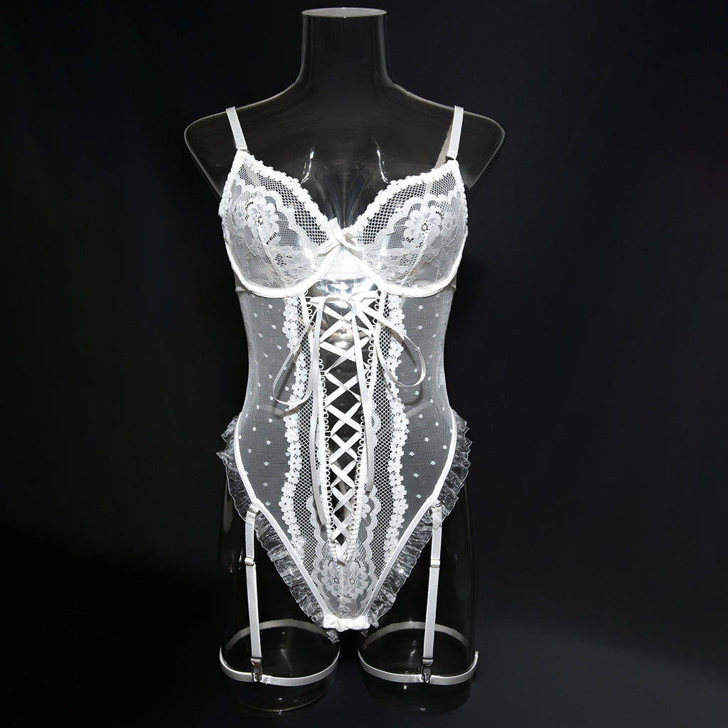Lace Strappy Teddy Bodysuit - Styled View