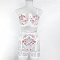 Lace Four-Piece Lingerie Set With Garter Belt - Alternate View