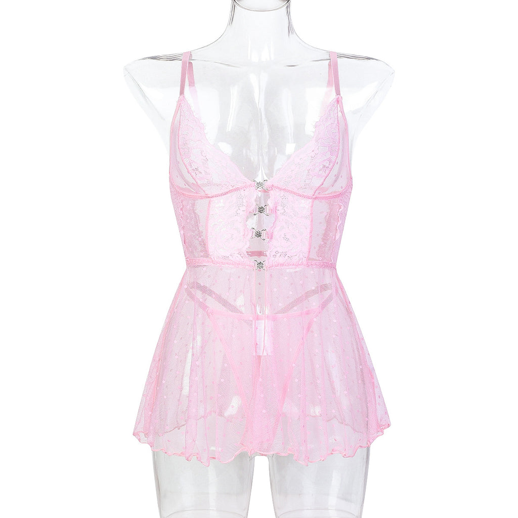 Lace Trim Chemise Nightdress - Alternate View