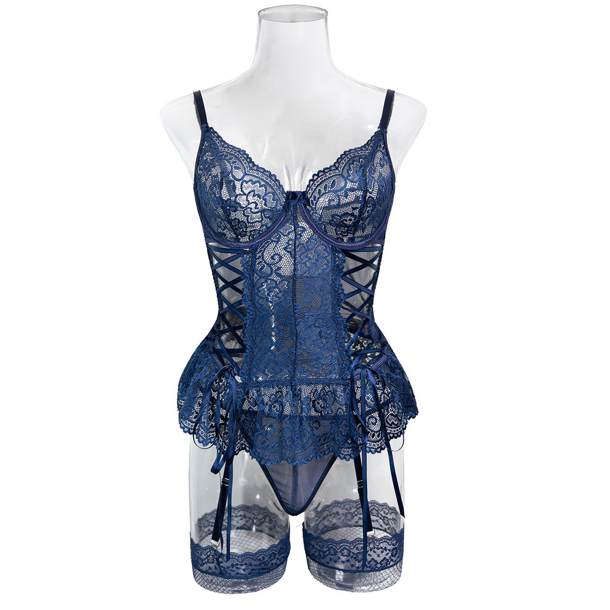 Strappy Lace Two-Piece Lingerie Set - Alternate View