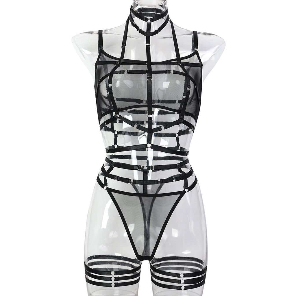Strappy Three-Piece Lingerie Set - Secret Hour lingerie