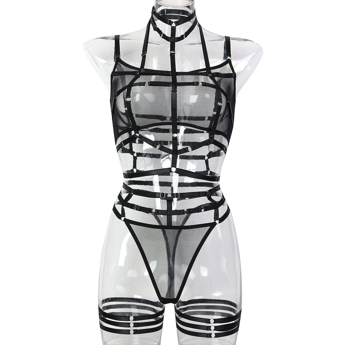 Strappy Three-Piece Lingerie Set - Secret Hour lingerie