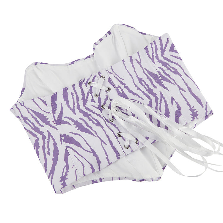 Zebra Print Strapless Corset Top, alternate view 4