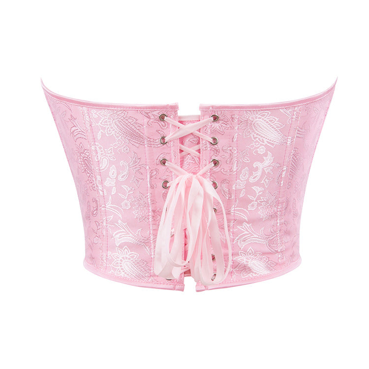 Pink Jacquard Strapless Corset Top, alternate view 3