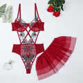 Wine Red Holiday Teddy Bodysuit - Styled View