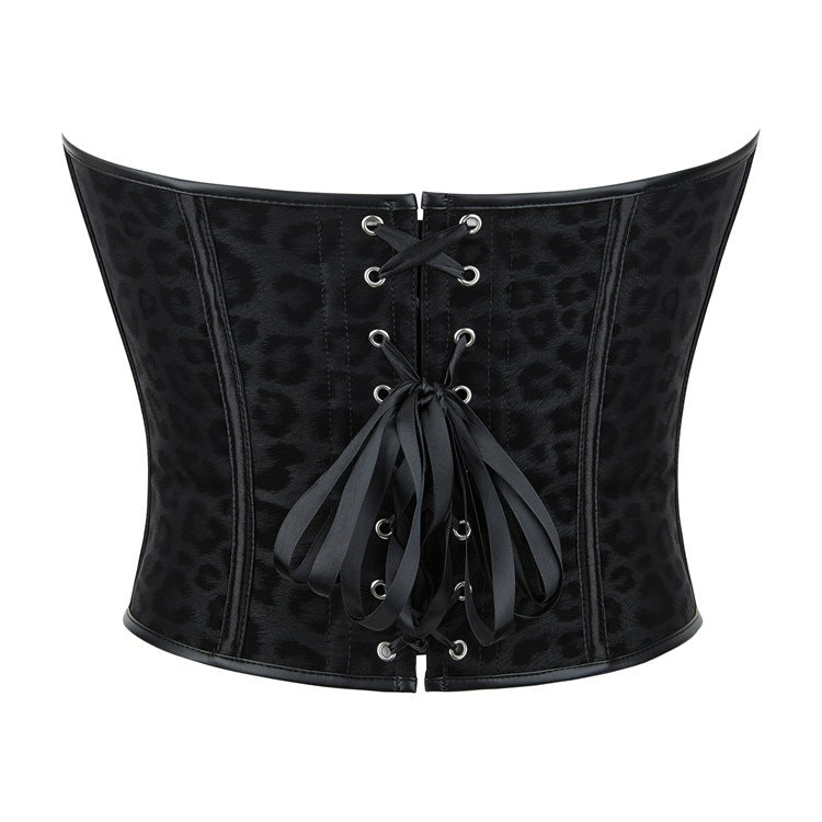 Black Brocade Back-Zip Corset Top, alternate view 3