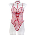 Wine Red Lace Strappy Teddy Bodysuit - Alternate View