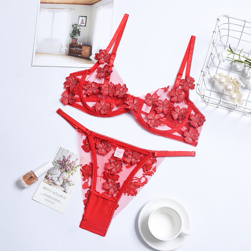 White Floral Lace Lingerie Set - Alternate View