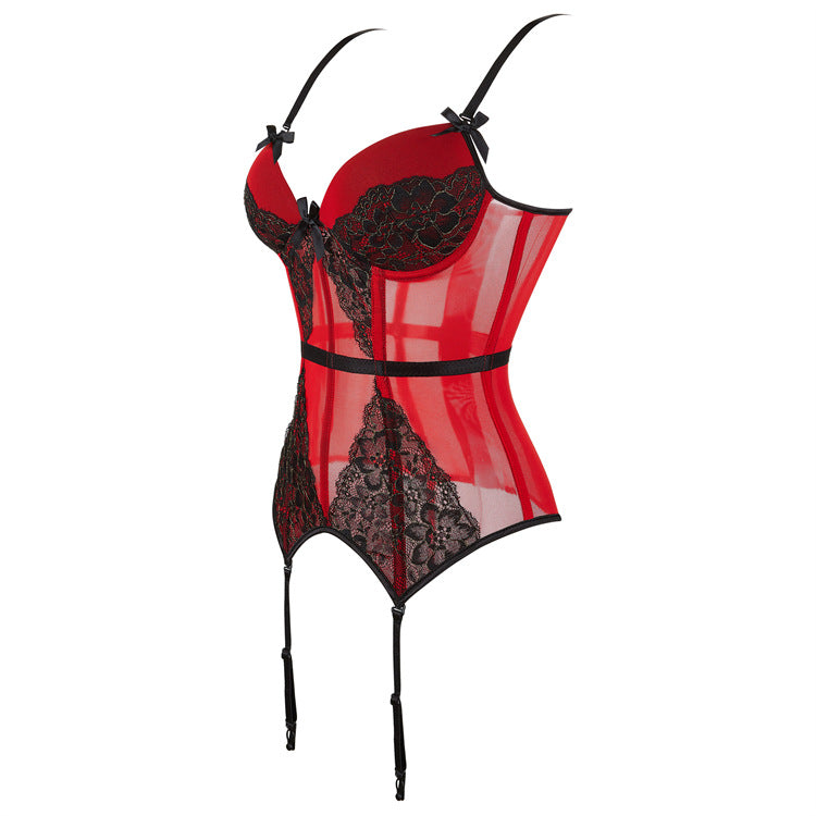 Black Sheer Lace Bustier Top, alternate view 4