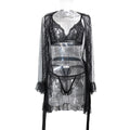 Polka Dot Lace Three-Piece Lingerie Set - Styled View