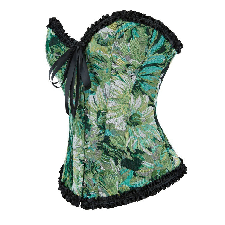 Green Floral Strapless Corset Top, alternate view 2