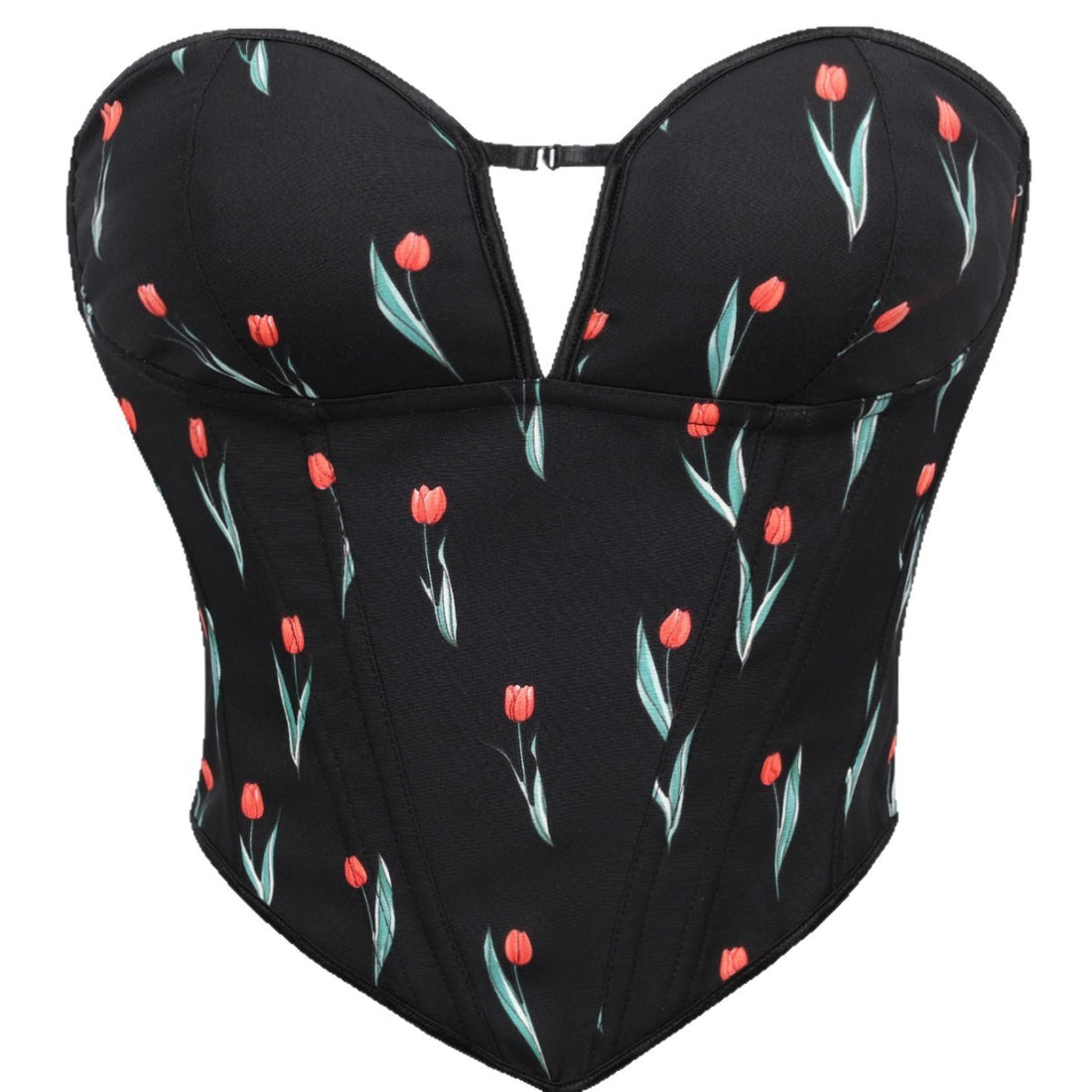 Black Cherry Print Sweetheart Corset Top, alternate view 5