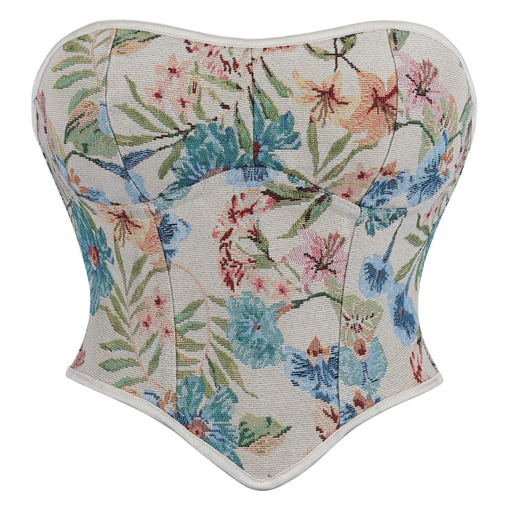 Pastel Floral Strapless Corset Top