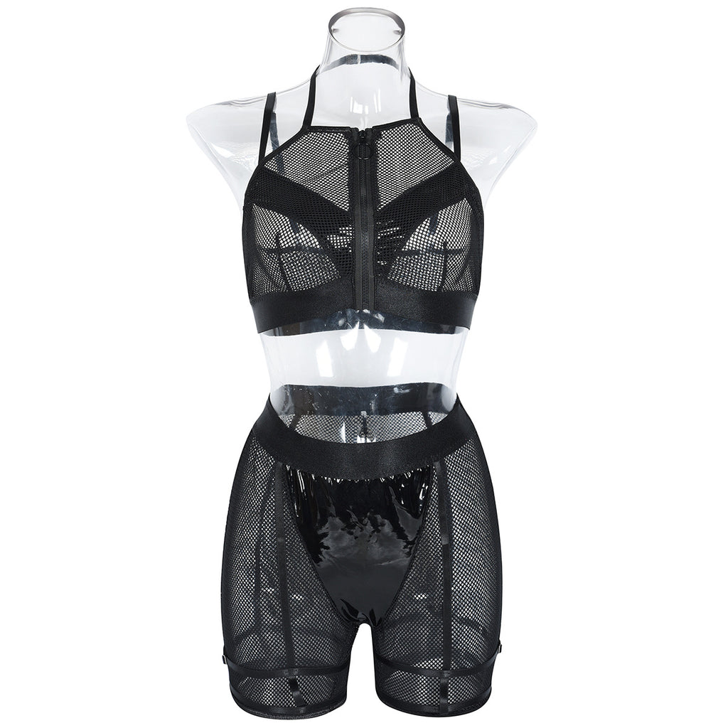 Mesh Uniform-Inspired Costume Lingerie Set - Alternate View