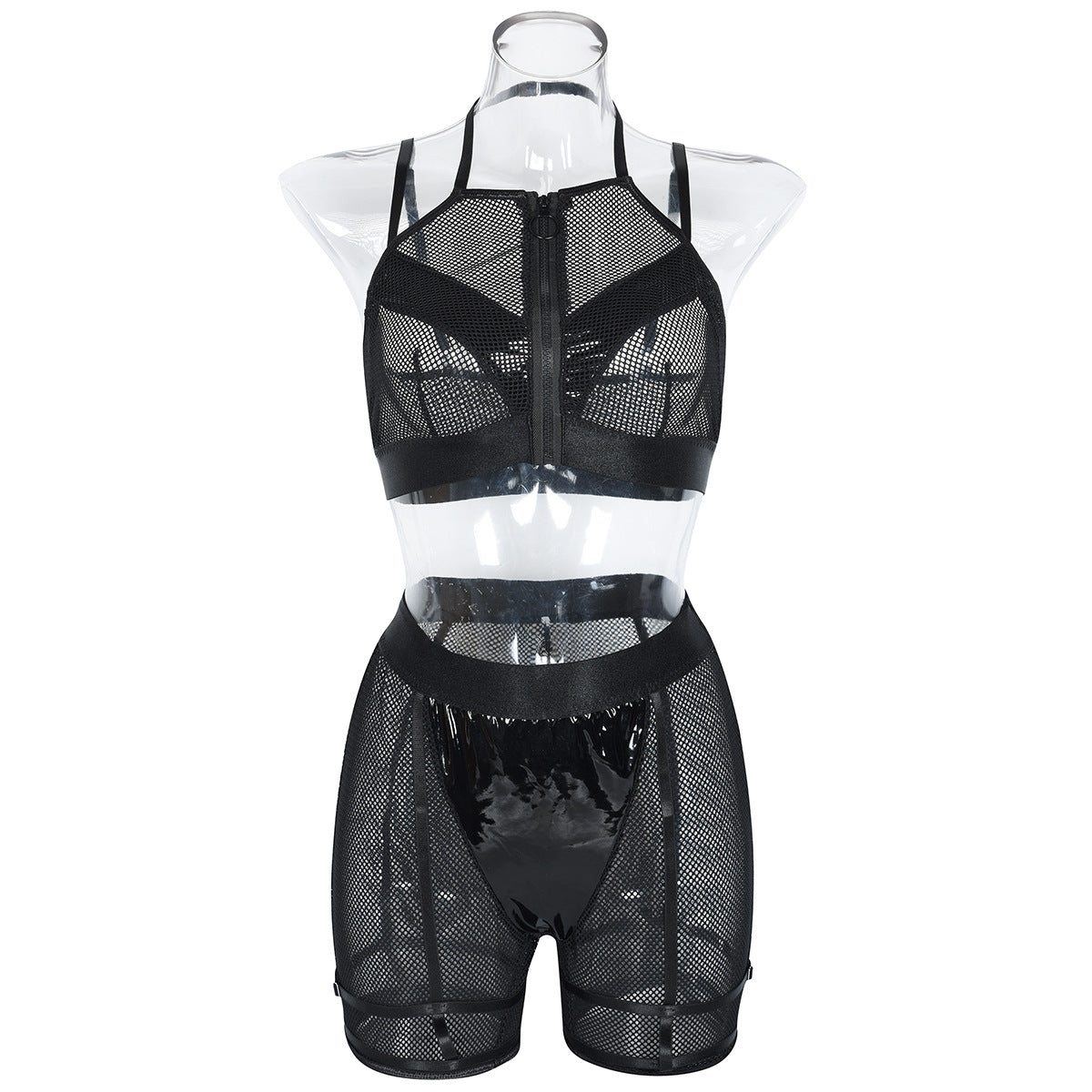 Mesh Uniform-Inspired Costume Lingerie Set - Alternate View