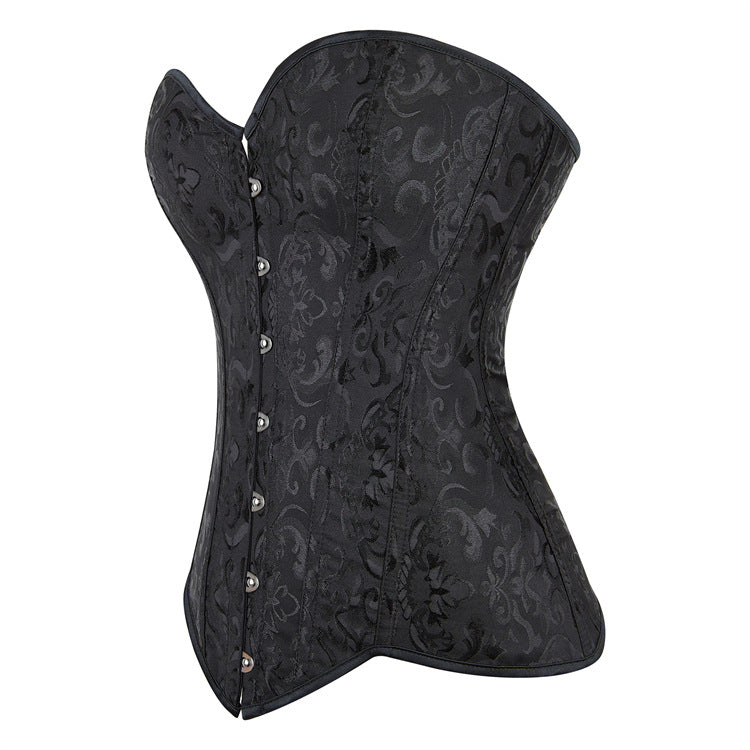 Black Jacquard Button Corset Top, alternate view 2