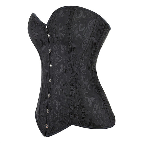 Black Jacquard Button Corset Top, alternate view 2