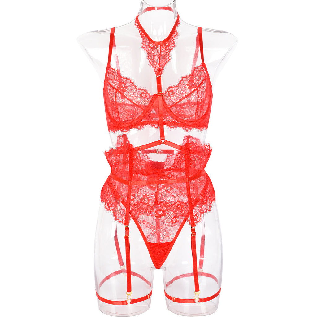 Red Lace Strappy Teddy Bodysuit - Alternate View