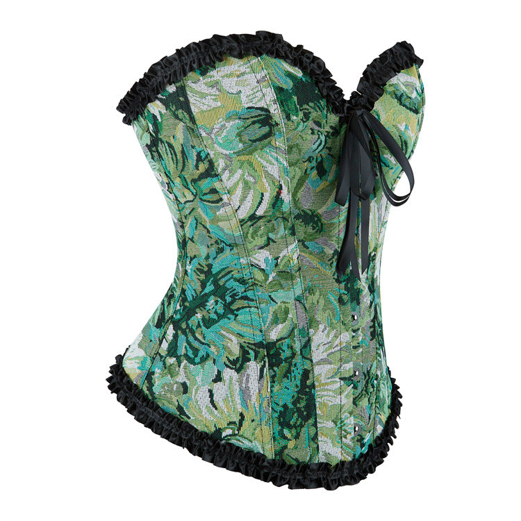 Green Floral Strapless Corset Top, alternate view 3