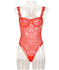 Rose Red Lace Strappy Teddy Bodysuit - Alternate View
