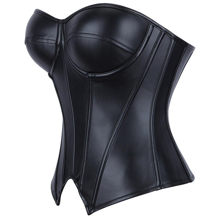 Black Leather-Look Bustier Corset Top, alternate view 2