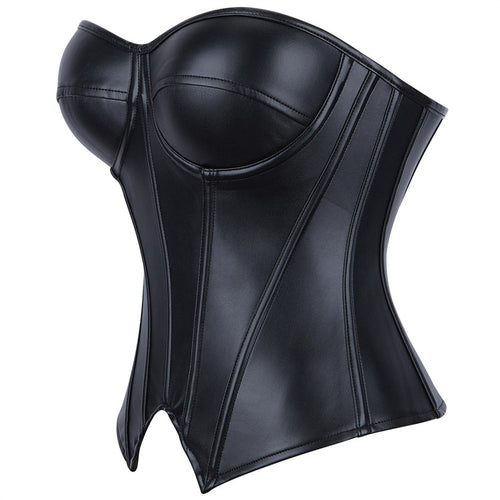 Black Leather-Look Bustier Corset Top, alternate view 2