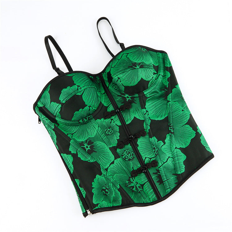 Emerald Floral Strapless Corset Top, alternate view 5