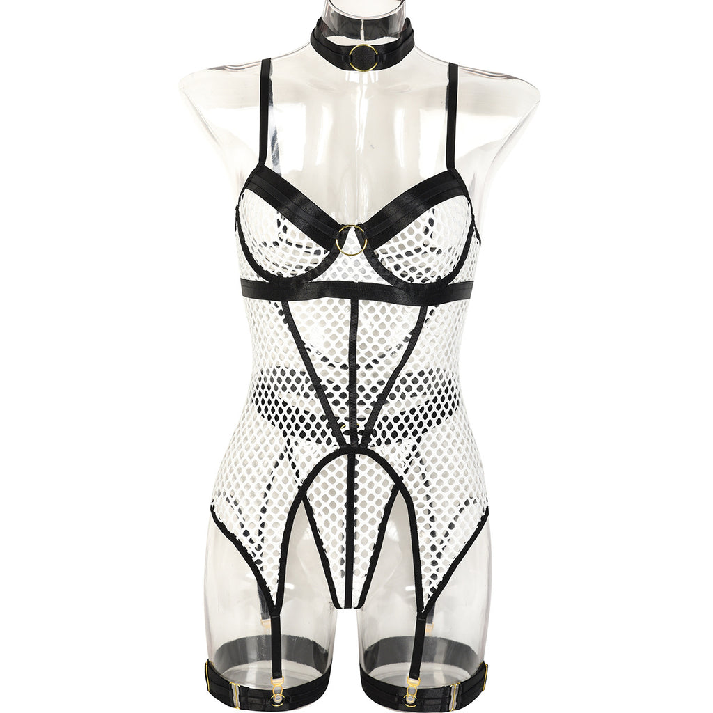 Contrast Three-Piece Lingerie Set - Styled View