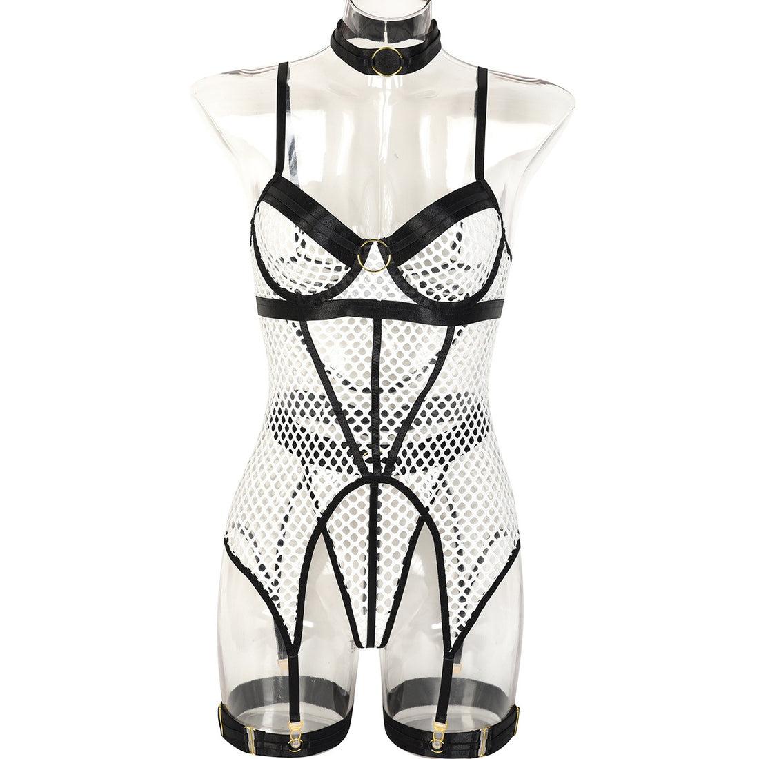 Contrast Three-Piece Lingerie Set - Styled View