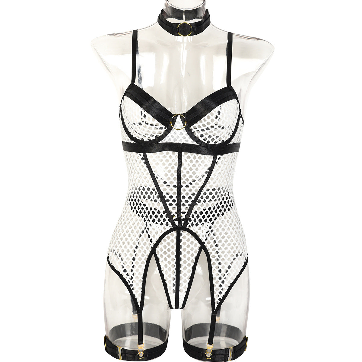 Contrast Three-Piece Lingerie Set - Styled View