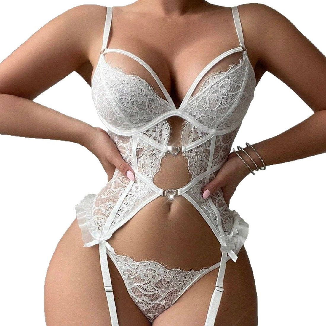 Lavender Lace Cutout Lingerie Set, alternate view 5