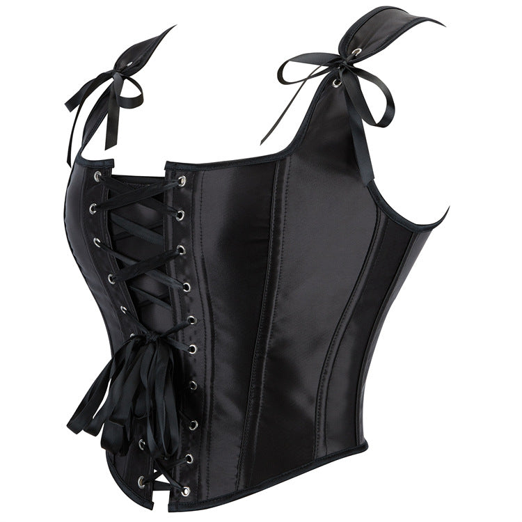 Black Shoulder-Tie Lace-Up Corset Top, alternate view 2