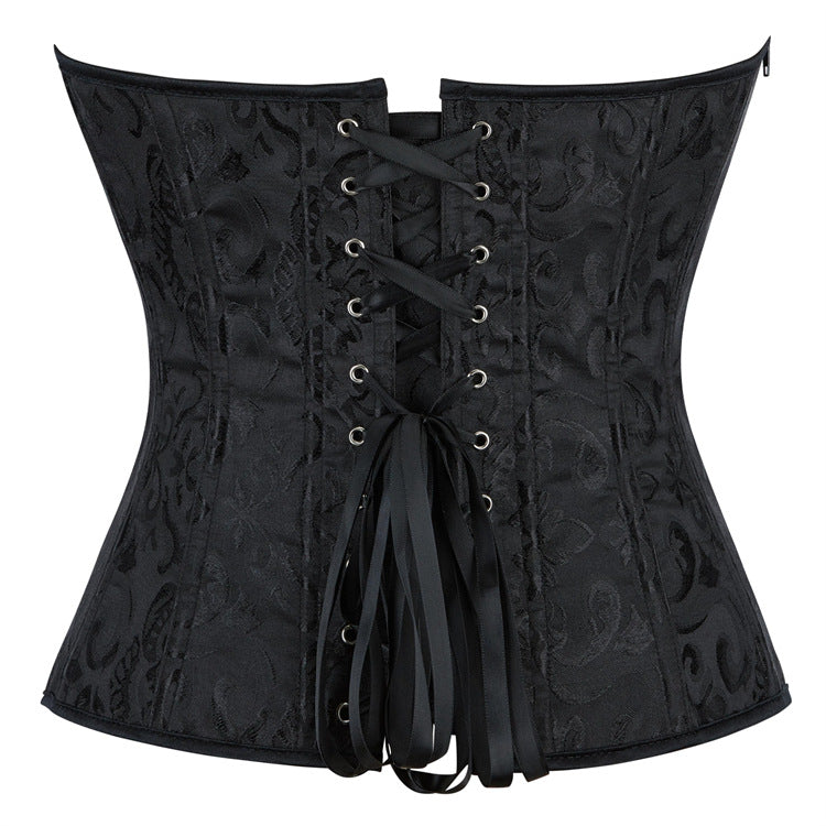 Black Jacquard Zip-Back Corset Top, alternate view 4
