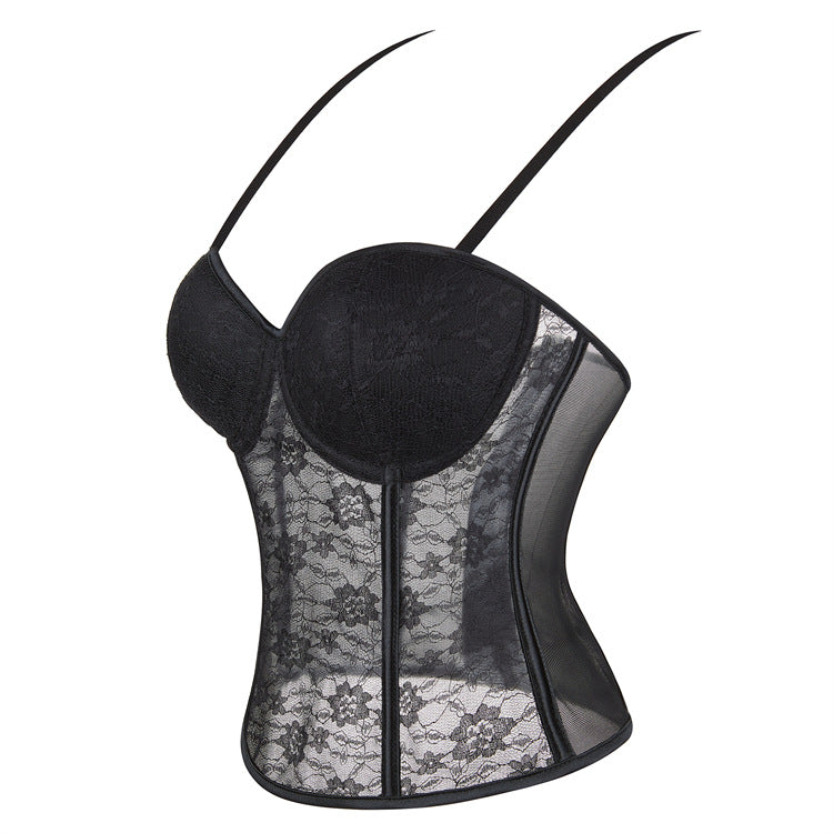 Black Sheer Lace Corset Top, alternate view 2