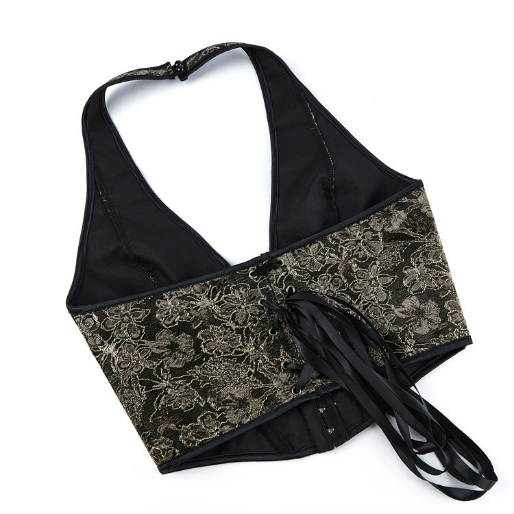 Red Floral Halter Corset Top, alternate view 4