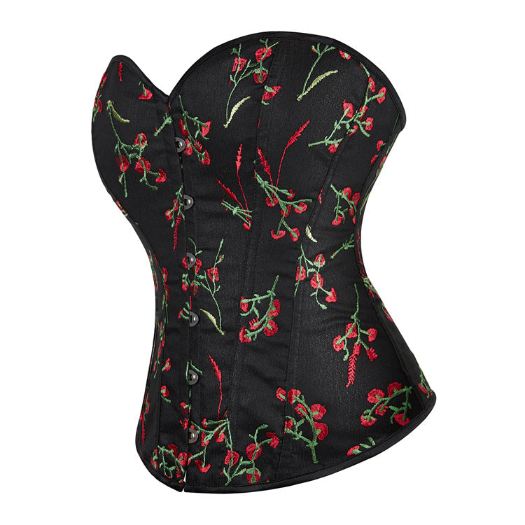 Black Cherry Print Strapless Corset Top, alternate view 2
