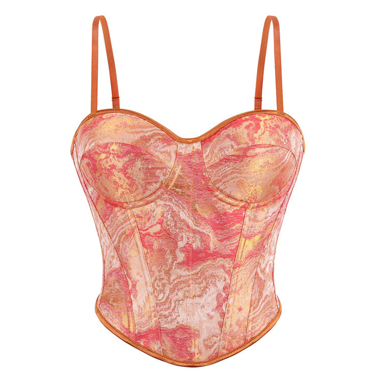 Coral Paisley Corset Top
