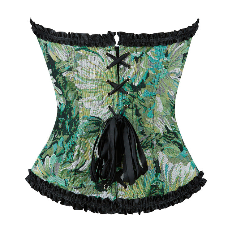 Green Floral Strapless Corset Top, alternate view 4