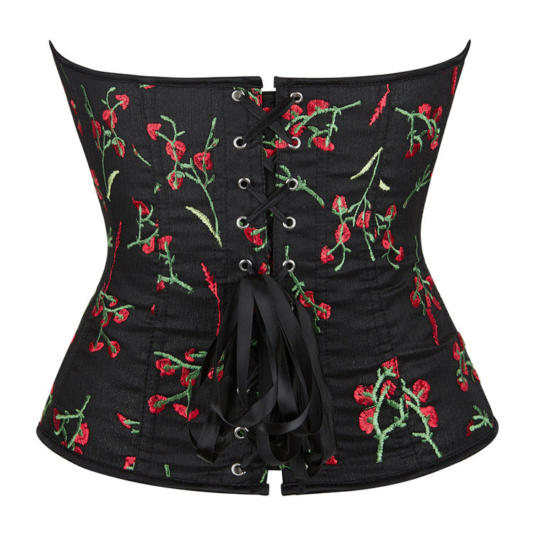 Black Cherry Print Strapless Corset Top, alternate view 3