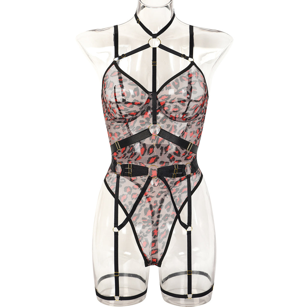 Strappy Halter Teddy Bodysuit - Styled View