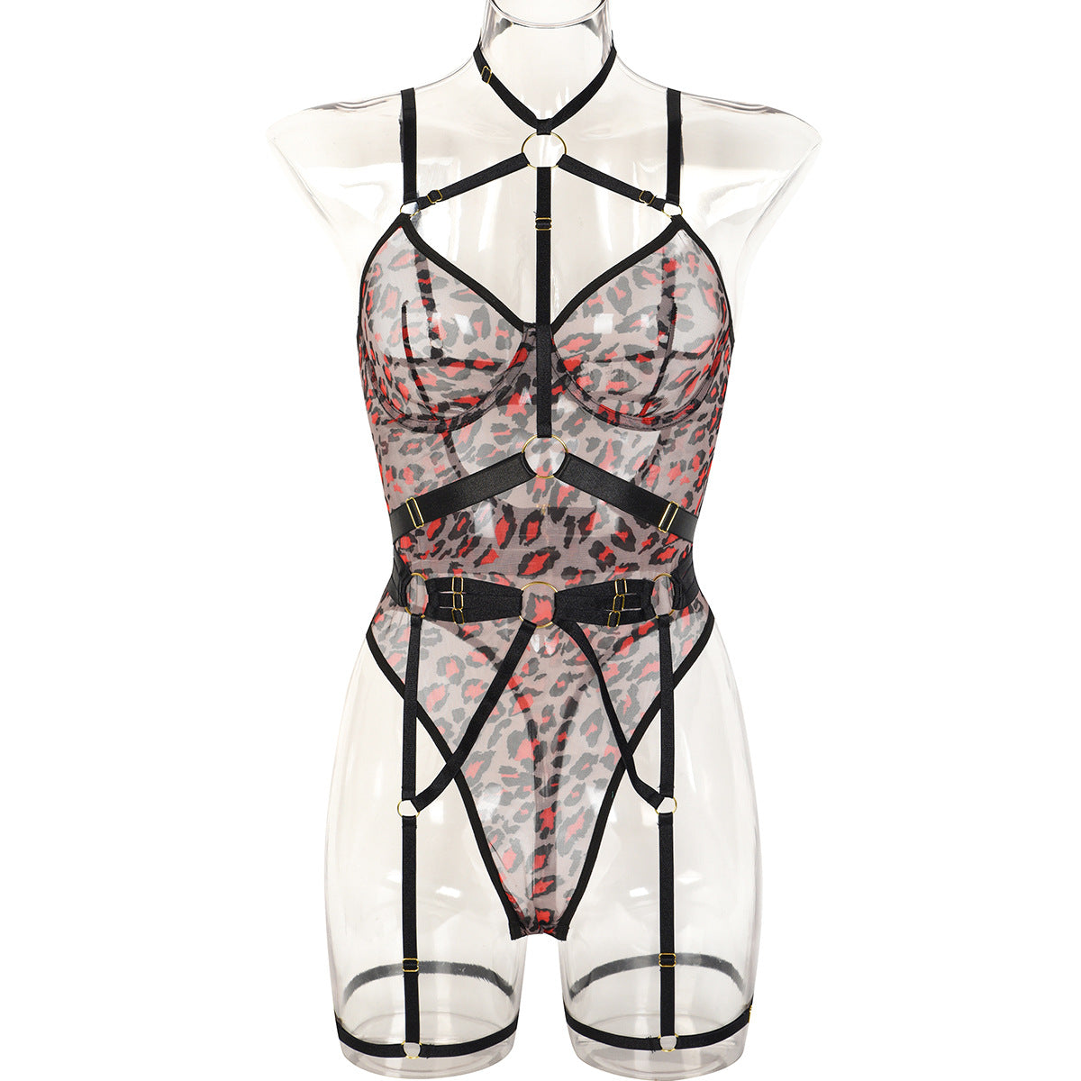 Strappy Halter Teddy Bodysuit - Styled View