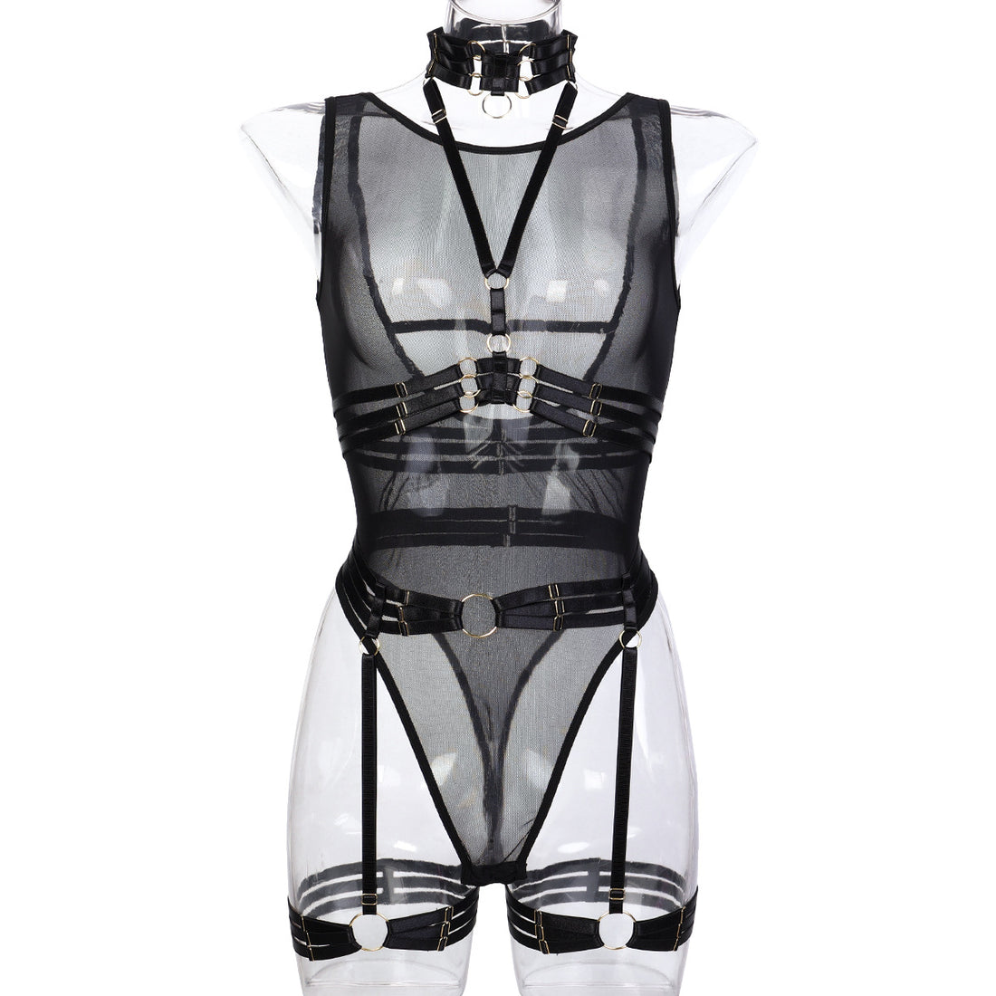 Mesh Strappy Teddy Bodysuit - Styled View