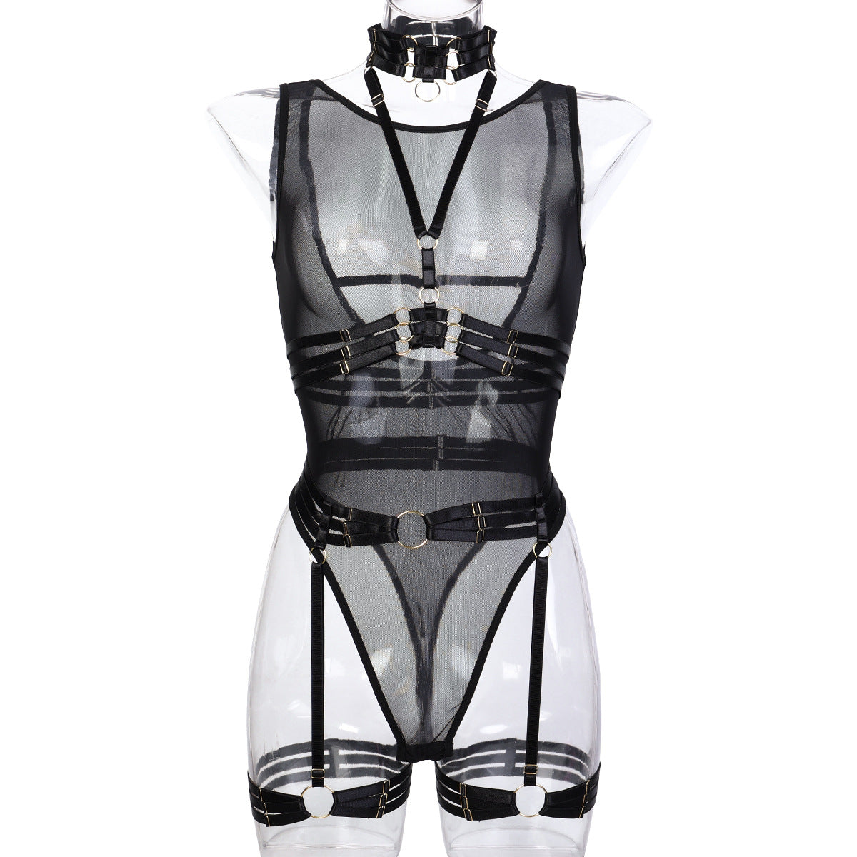 Mesh Strappy Teddy Bodysuit - Styled View