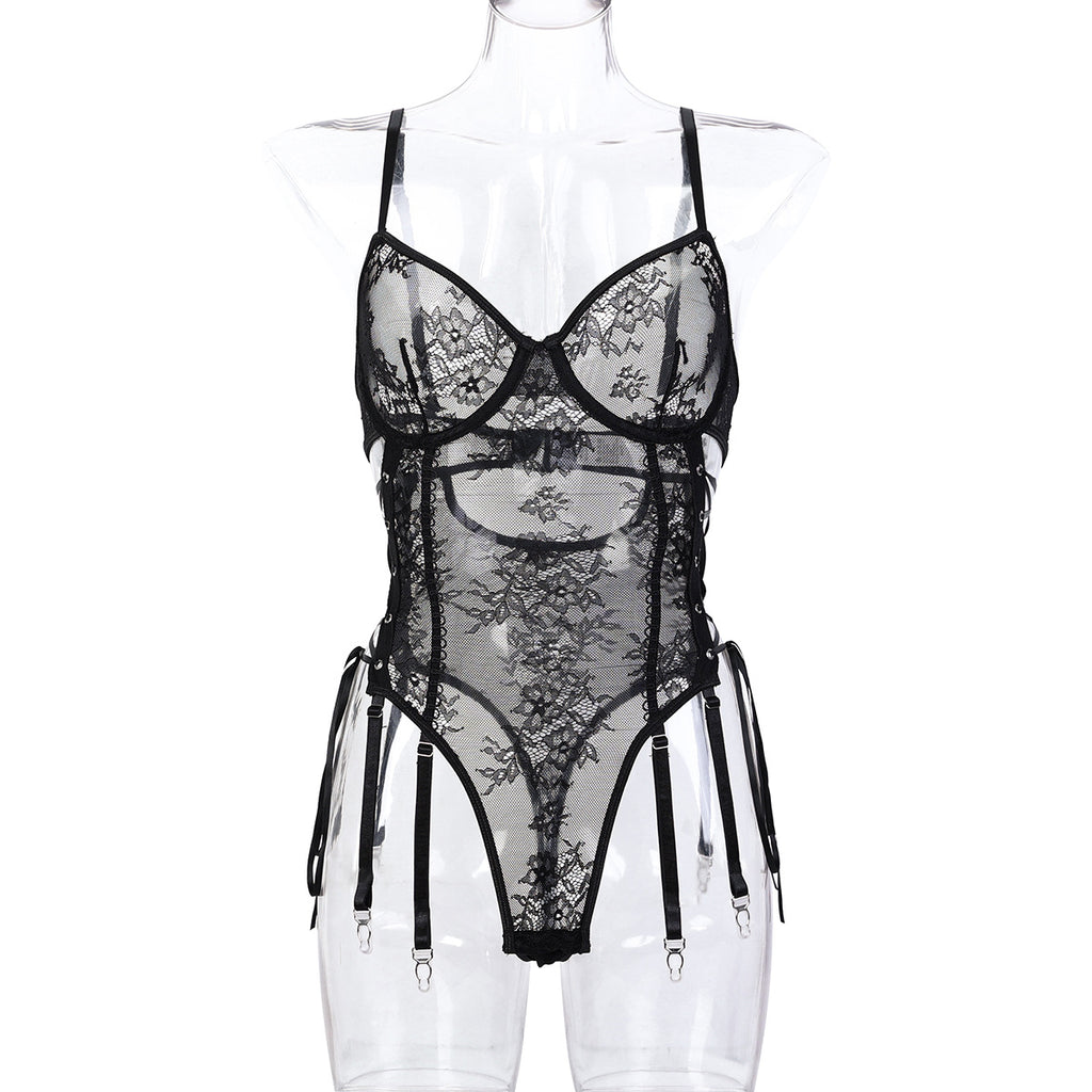 Lace Strappy Teddy Bodysuit - Styled View