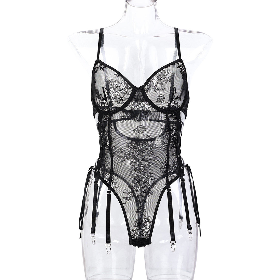 Lace Strappy Teddy Bodysuit - Styled View