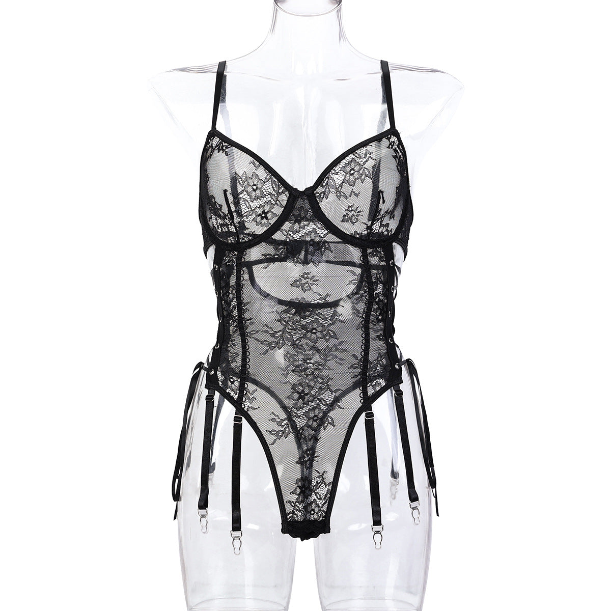 Lace Strappy Teddy Bodysuit - Styled View