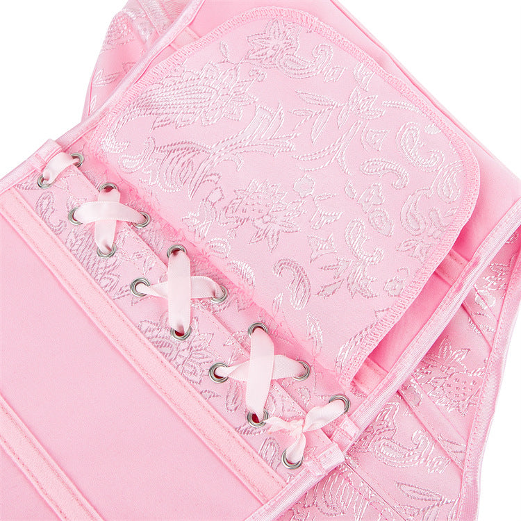 Pink Jacquard Strapless Corset Top, alternate view 4